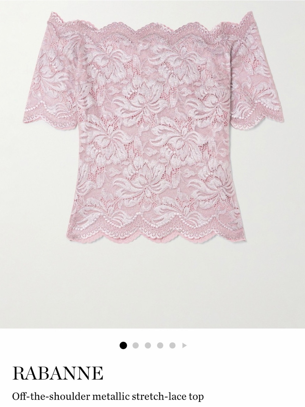 NWT Rabanne off the shoulder pink lace top sz 42 $690